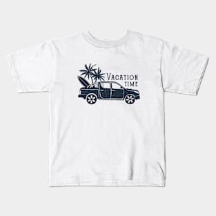 Pickup With Surfboard, Palms. Summer, Travel, Adventure. Vacation Time. Creative Illustration Kids T-Shirt